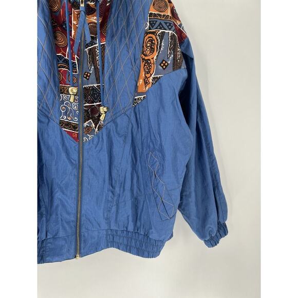 Rivers Edge Sport Vintage Jacket Womens Large Retro Blue Patchwork Quilted Zip - Picture 5 of 14